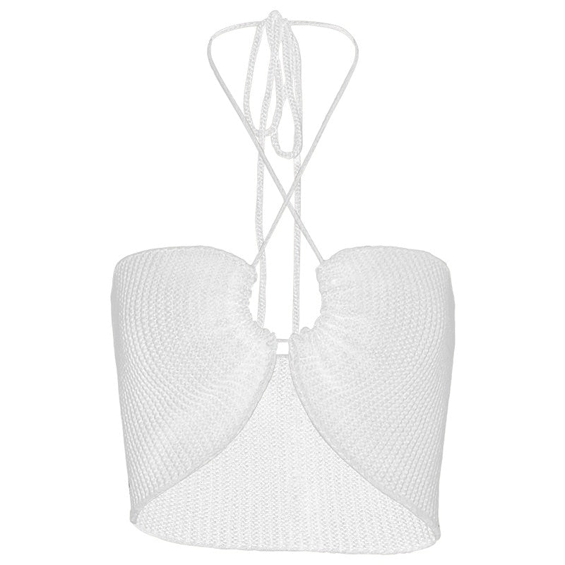 Knitting Sexy Halter Sleeveless Backless Bandage Cut-Out Top