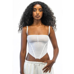 Cotton See through Crop Top Camisole Rib Knit Tank Top
