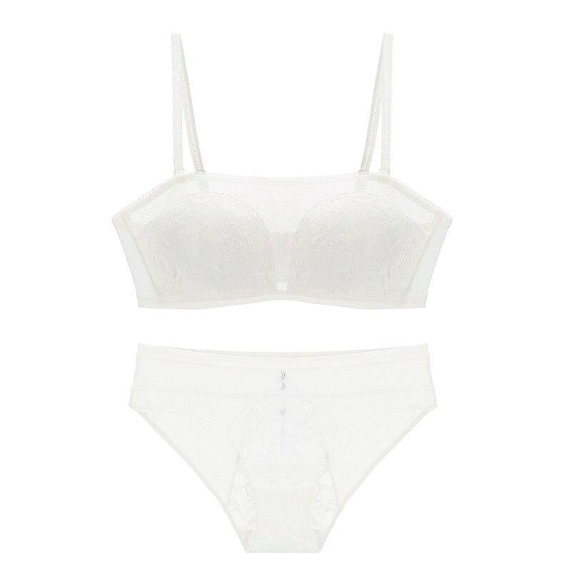 Tube Top Lace Lingerie Seamless Cotton Bra Panties Set