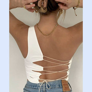 Hollow Backless Tank Top Women Camisole Crop Tops