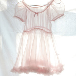 Sexy Lingerie Mesh Lace See Through Transparent Mini Dress