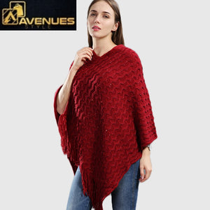 Knitted Pullover Women Striped Scarf