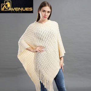 Knitted Pullover Women Striped Scarf