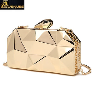 Gold Acrylic Box Geometry Clutch Bag