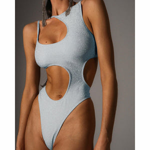 Halter Print One-Piece Swimsuit Brazilian Backless