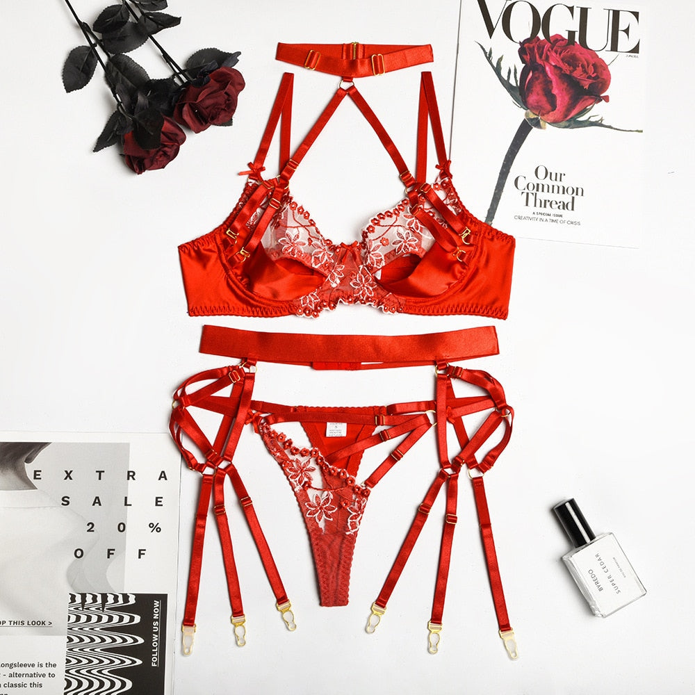 Three Piece Lingerie Satin Bottom