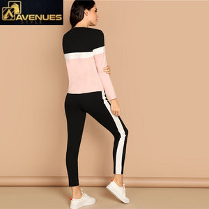 Women Color-Block Top And Pants
