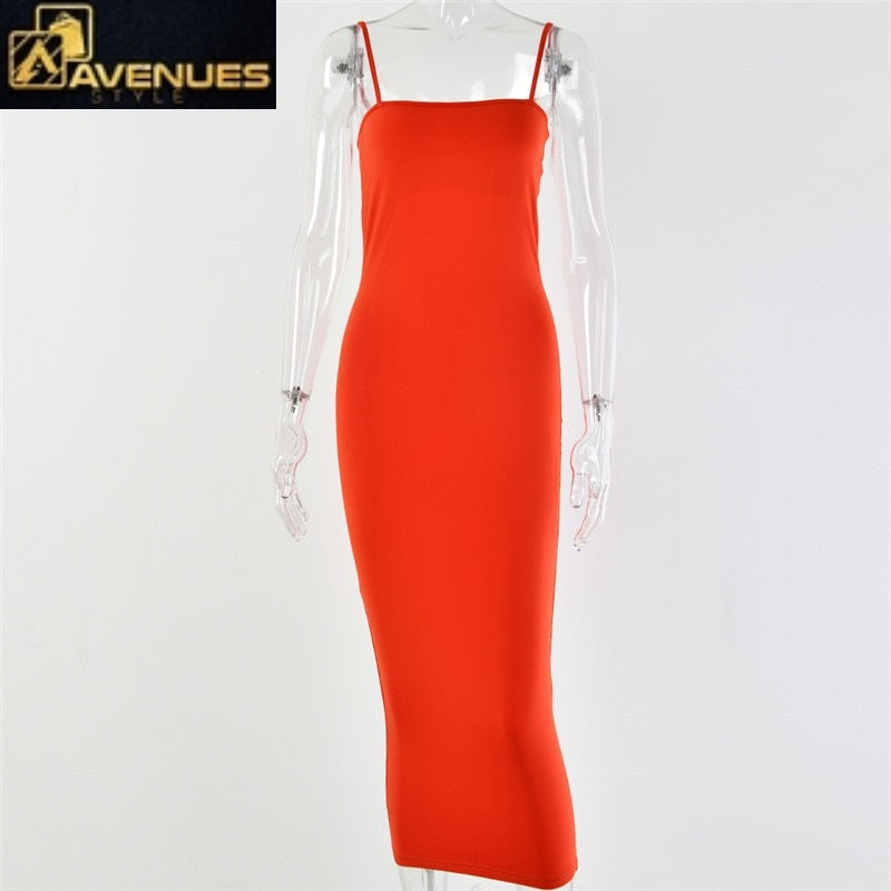 Spaghetti Strap Backless Long Dress