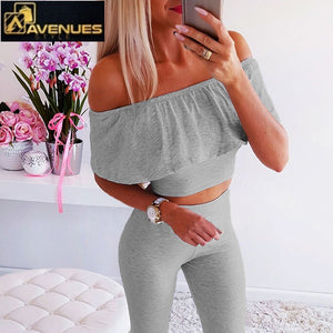 Women Off Shoulder Solid Top And Pants
