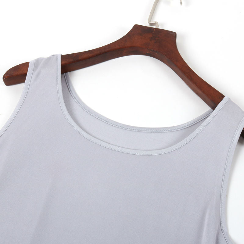 Real Silk Solid Basic Vest O-Neck Tank Top