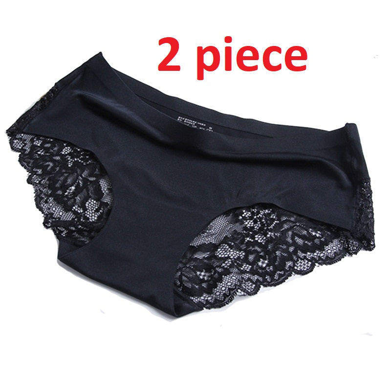 Women's Cotton Lace Seamless Panties 2 piece