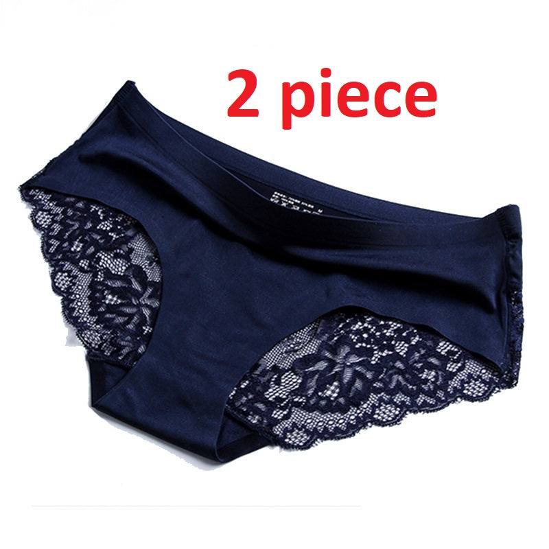 Women's Cotton Lace Seamless Panties 2 piece