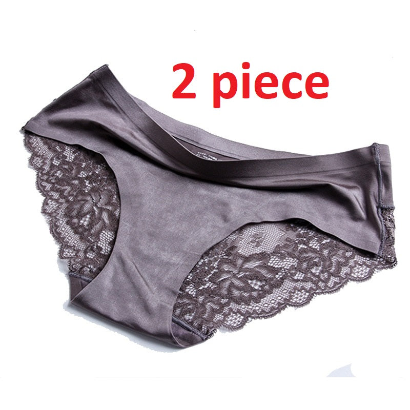 Women's Cotton Lace Seamless Panties 2 piece