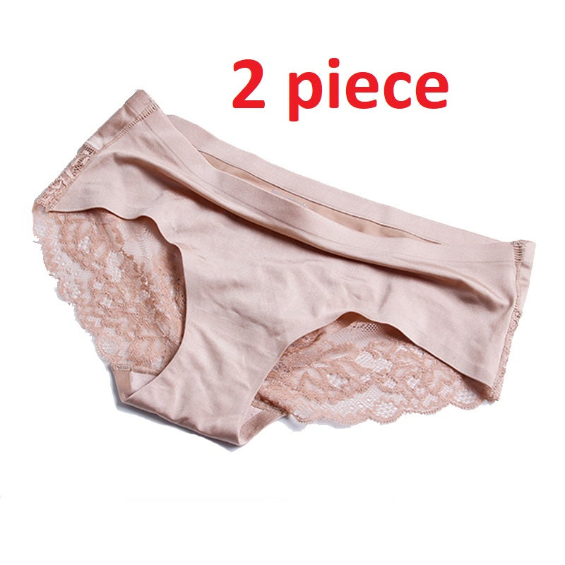 Women's Cotton Lace Seamless Panties 2 piece