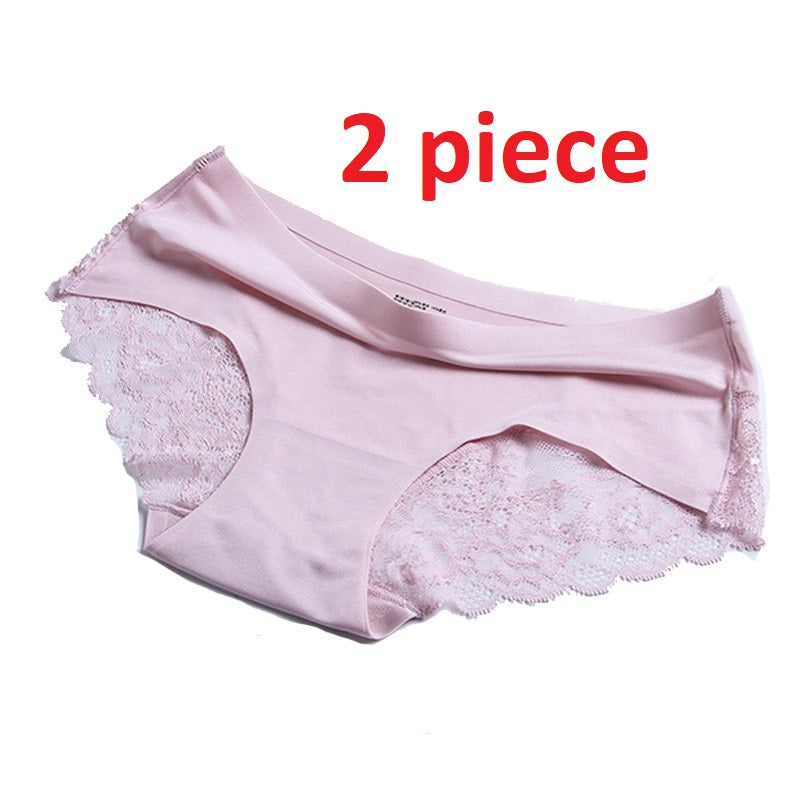 Women's Cotton Lace Seamless Panties 2 piece