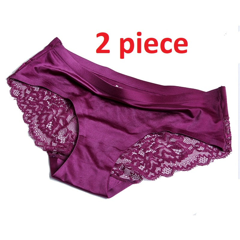 Women's Cotton Lace Seamless Panties 2 piece