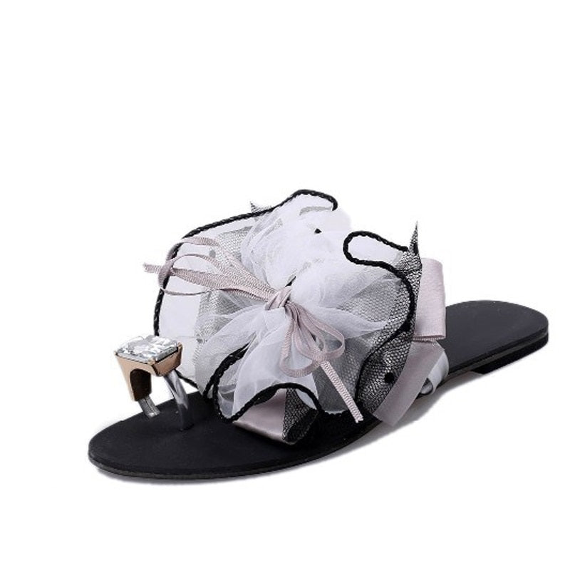 Bowtie Flower Flat Slippers