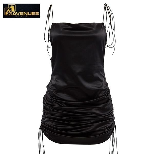 Backless Solid Spaghetti Straps