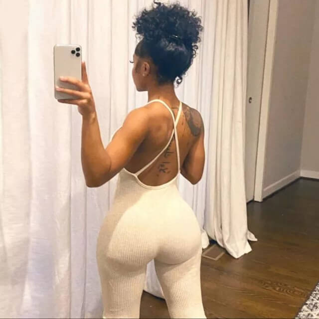 Lovely Stylish Deep V Neck Beige One-piece Jumpsuit