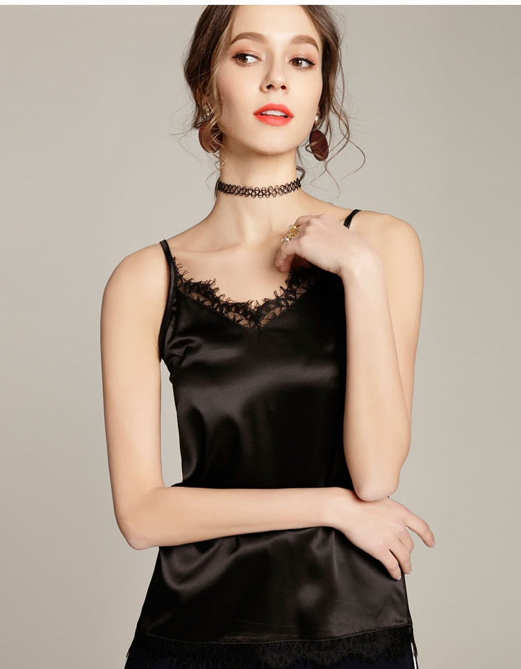 Women's Casual Silk Tank V Neck Tops