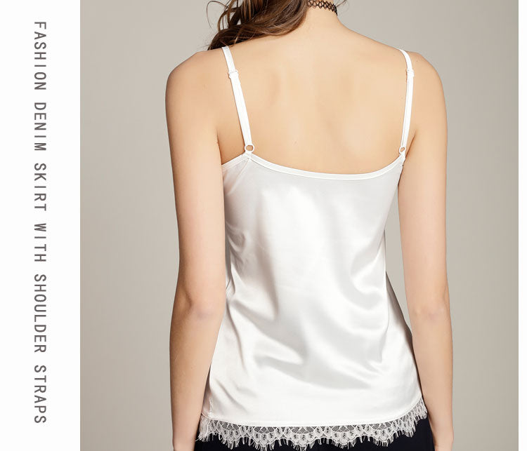Women's Casual Silk Tank V Neck Tops