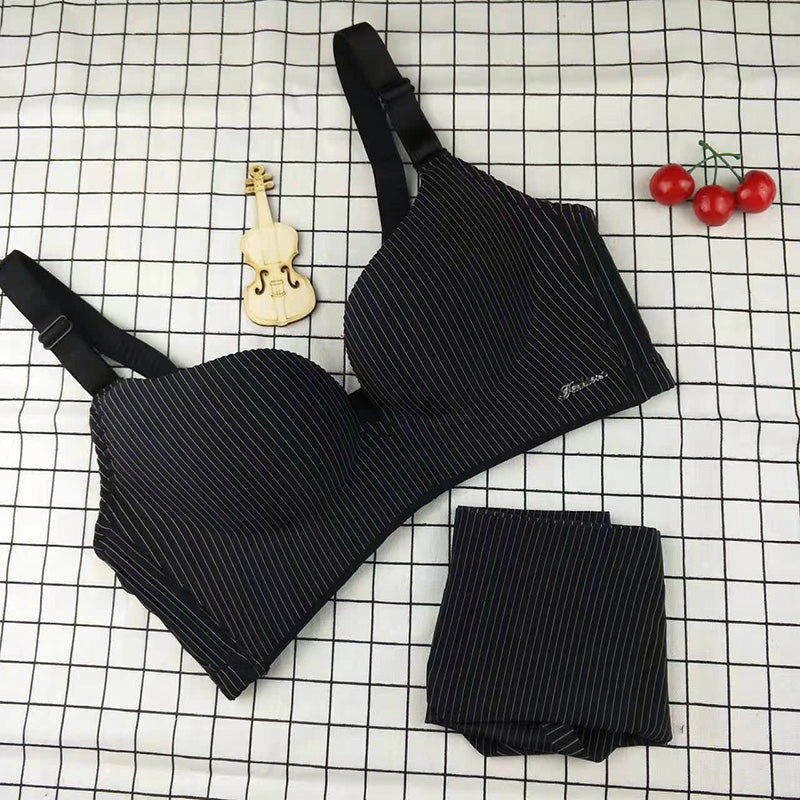 Women Striped Seamless Underwear Set