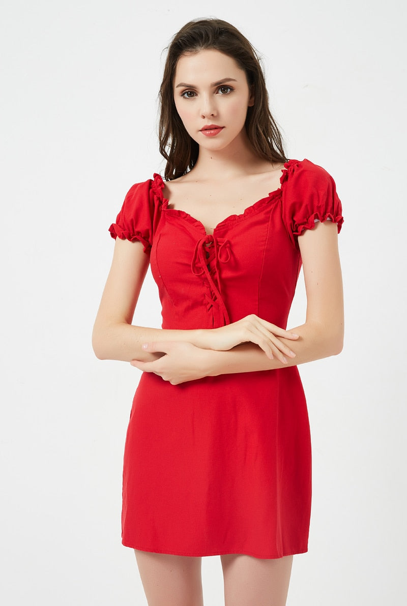 Women Vintage Lace Mini Dress