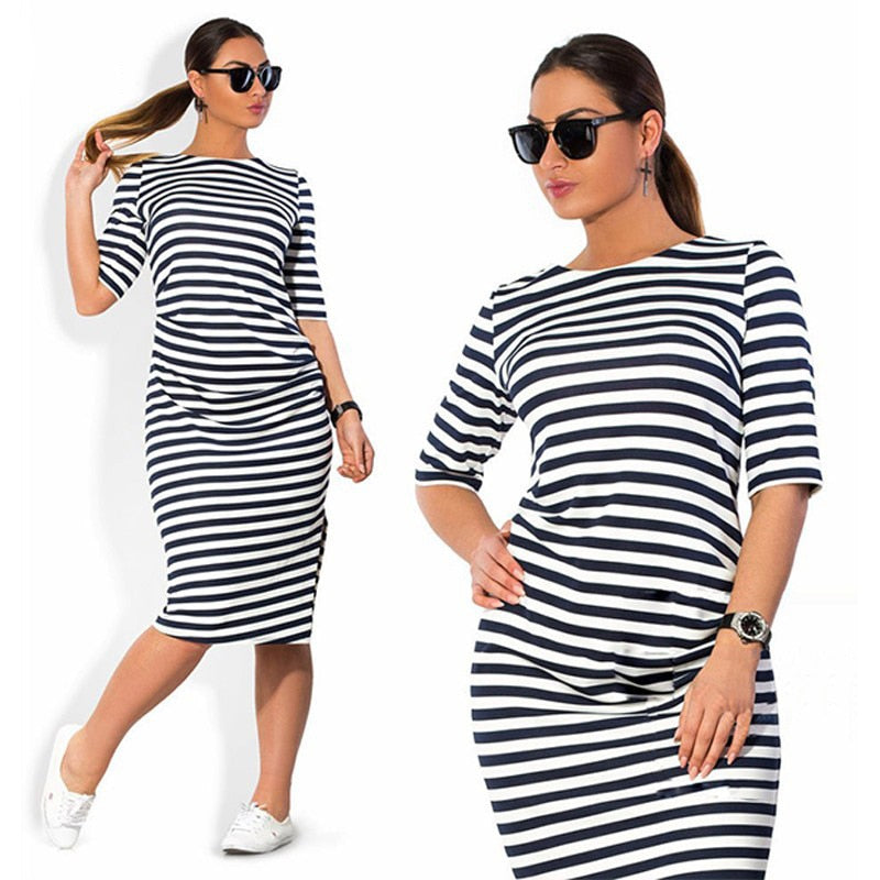 Spring Autumn Striped Clothing Belt Dress