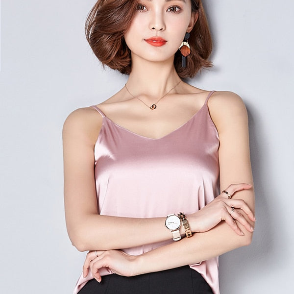 Sexy Silk Women Blouse Shirt