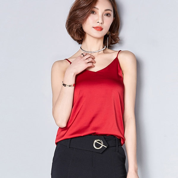 Sexy Silk Women Blouse Shirt