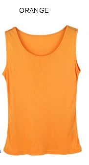 Real Silk Solid Basic Vest O-Neck Tank Top