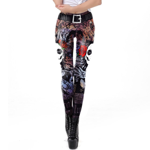 Women's Halloween Sugar Skull Print Leggings