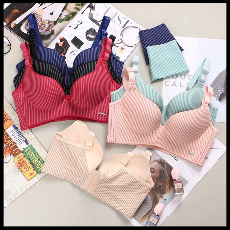 Women Striped Seamless Underwear Set