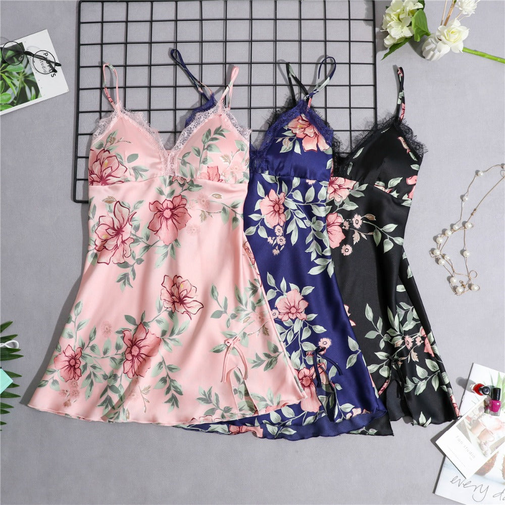 Women's Silk Floral Sexy Lace Sleepwear